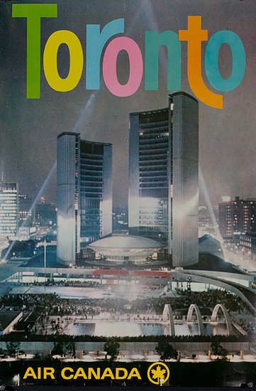 Vintage Toronto: 1960s Original Air Canada Toronto Travel Poster