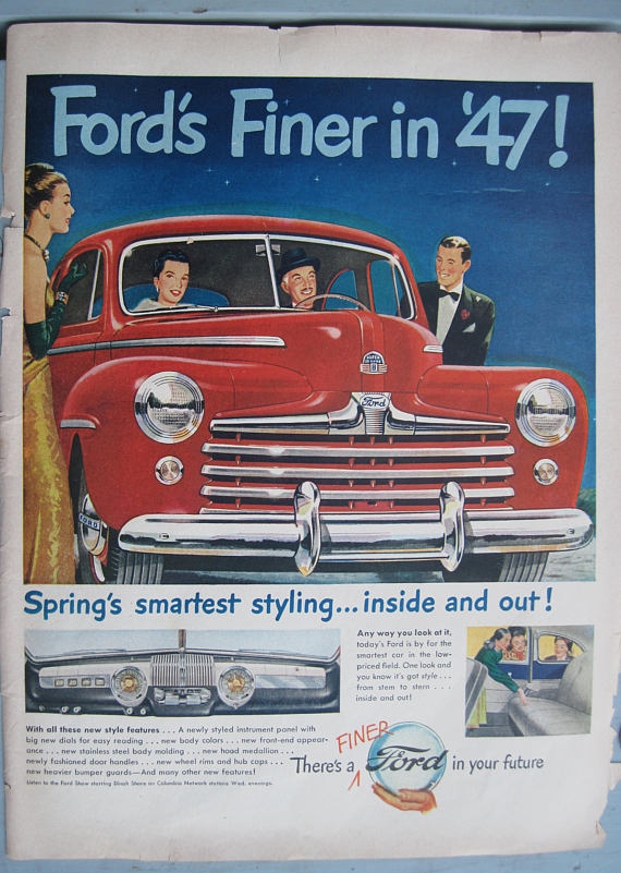 1940s Vintage Ad: April, 1947- Life Magazine Ford Advertisement – Vintage Ford Automobile Ad