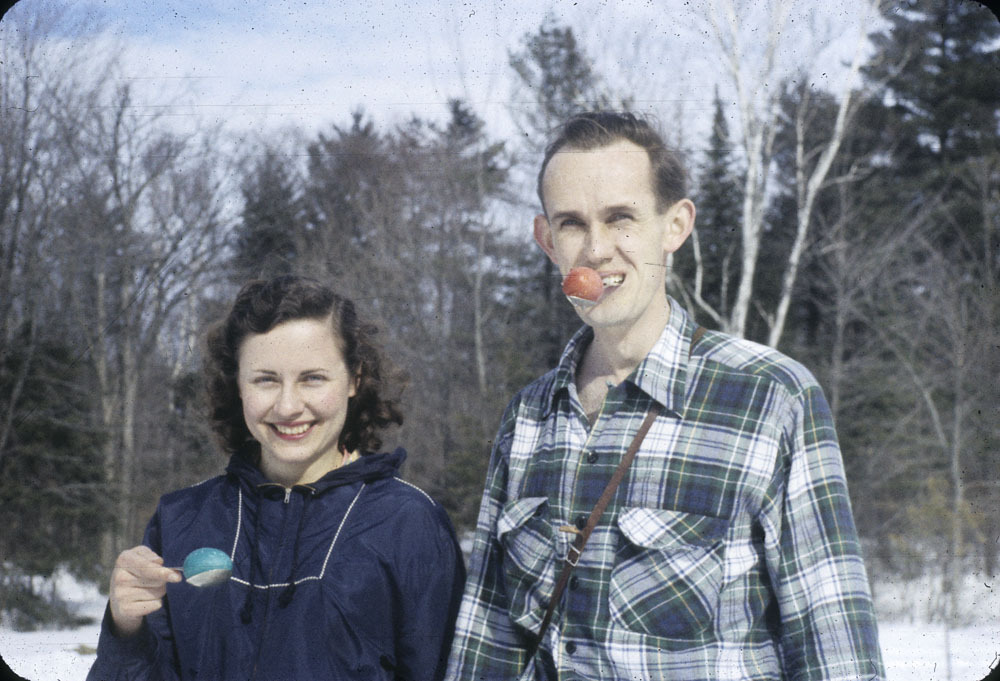 1950s Vintage Image of Easter egg race winners, Gatineau Park, Quebec, 1957