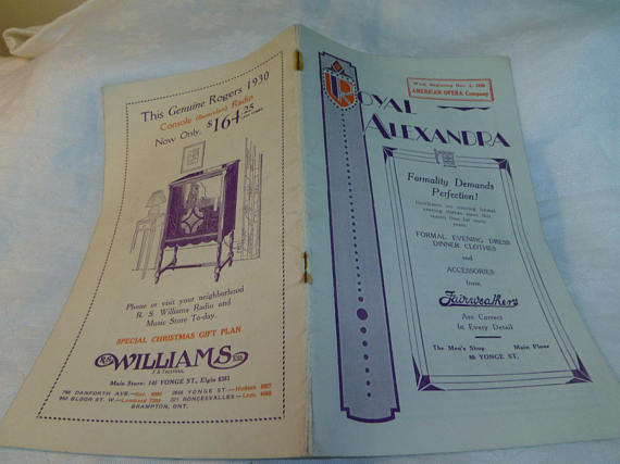 Vintage Toronto: Royal Alexandra theatre toronto vintage program 1929