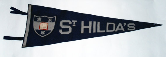 Vintage Toronto: Vintage Original 1920s Felt Pennant Sewn Letters for St. Hilda's College, University of Toronto