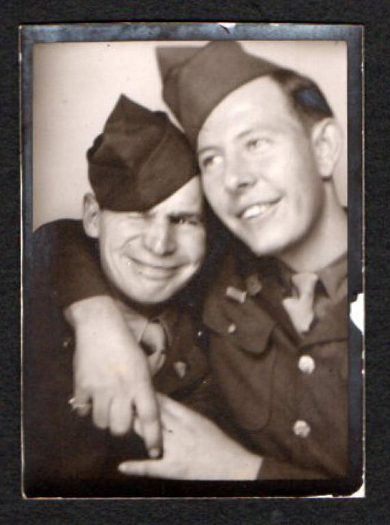 Vintage Photo Booth Photo Two GI Pals Goofy Guys 1940's,