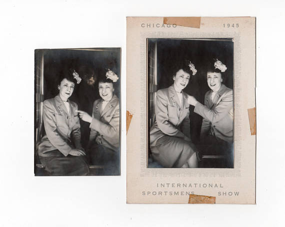 Vintage Photobooth Photo 1945 Chicago International Sportsmens Show