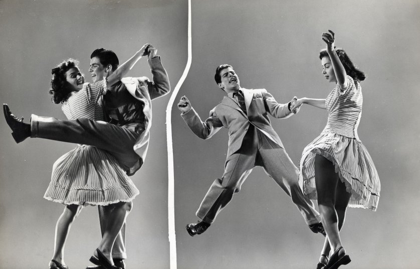 1940s vintage photo of Kaye Popp and Stanley Catron also demonstrating The Lindy Hop for Life magazine, April 23rd 1943.