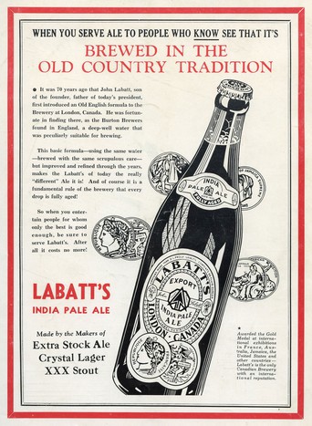 Labatt's 1934 vintage beer ad