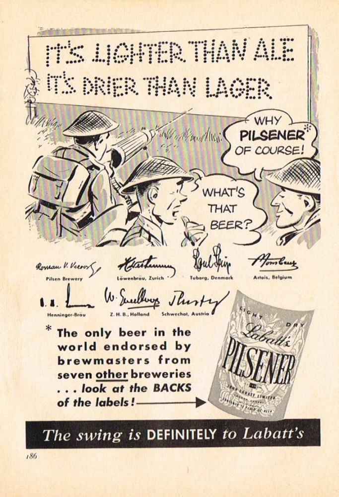 1950s vintage ad for Labatt's Pilsener Beer (1954) 