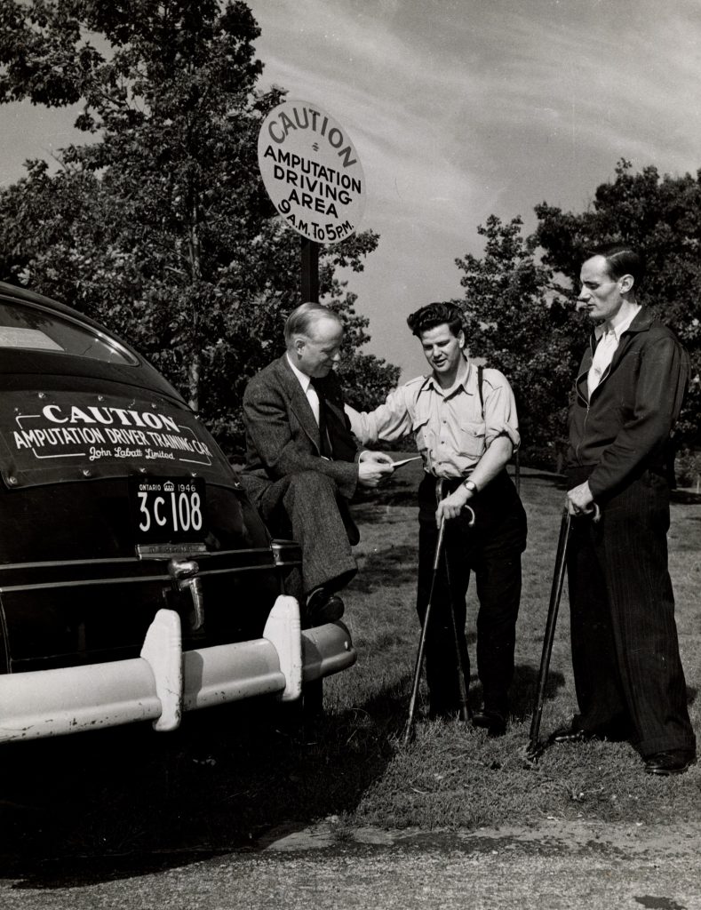 1940s vintage photo: Labatt's brewing amputation driver training program 1946 