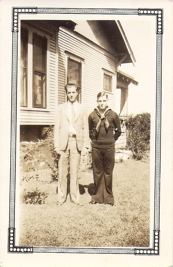 Dad and his Sailor Son, 1930's Family vintage photo