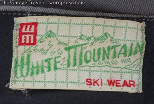 1940s White Mountain Ski Outfit Vintage Garment Label