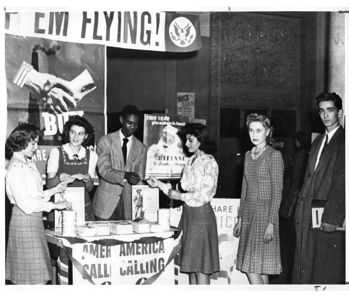 1940s vintage photo of a War Bond/Savings Bond Drive-1945 vintage photo of student life