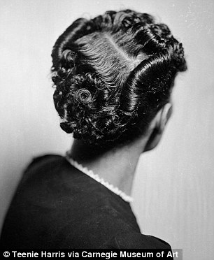 1940s vintage photo of the back of a Black Women's hairstyle in the 1940s. Great 1940s vintage hair inspiration. 