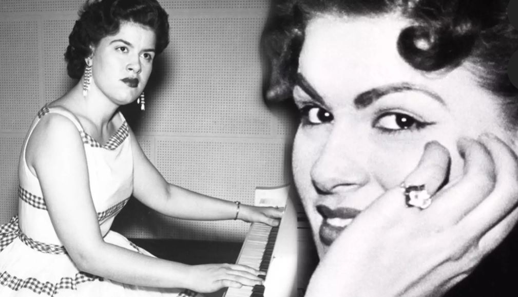 Vintage Photo of Patsy Cline at the piano and up close photo. 