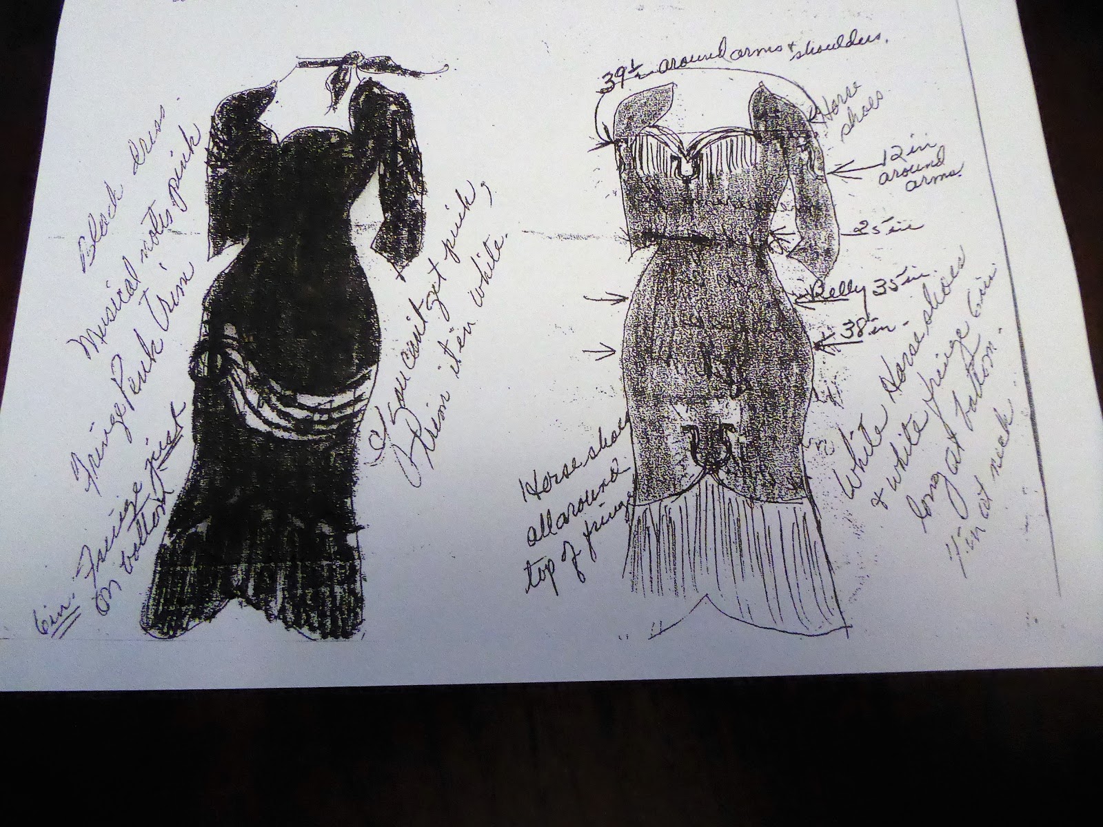 Vintage Country & Western Fashion: Some sketches of Patsy’ Cline's dresses mocked up by Patsy and her mother.