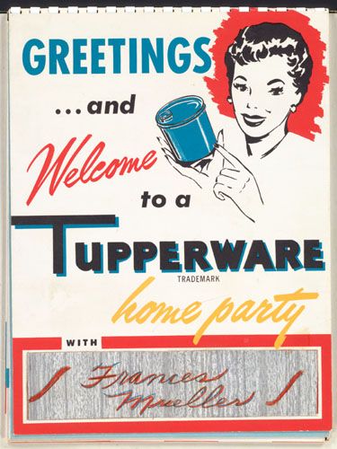 1950s vintage ad for a Tupperware party. 