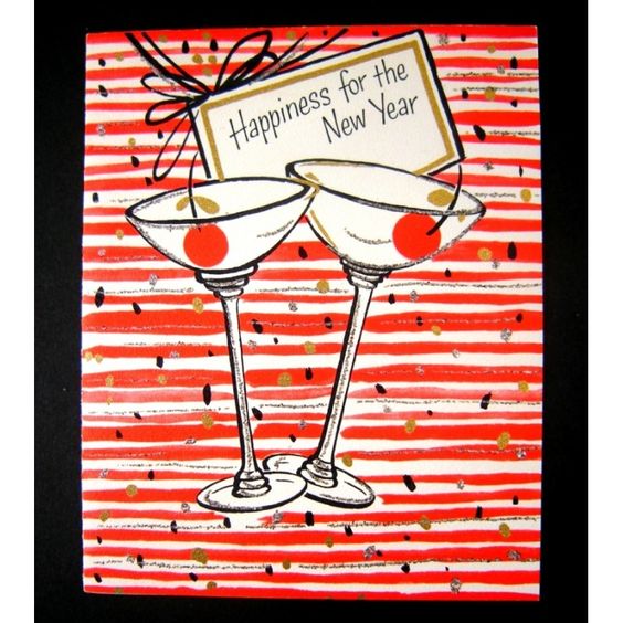 vintage new years eve greeting card