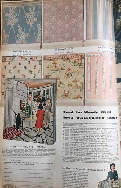 1942 1943 Fall & Winter Vintage Catalog Montgomery Ward featuring 1940s Wallpaper designs