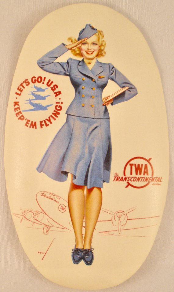 1940s Vintage TWA (Transcontiental Airlines). Artwork by George Petty.