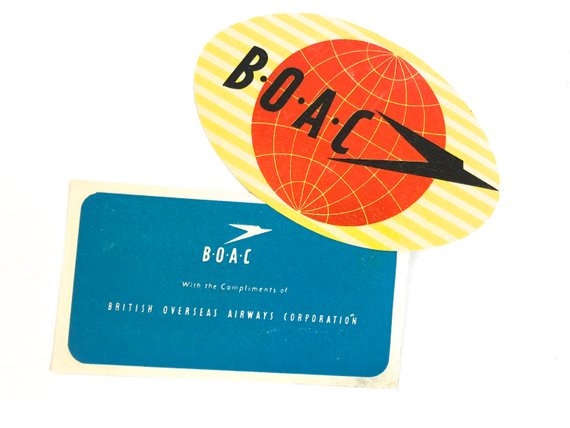 Vintage BOAC British Overseas Airway Luggage Labels