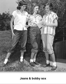 1950s teenagers wearing jeans and bobby sox 1950s vintage photo