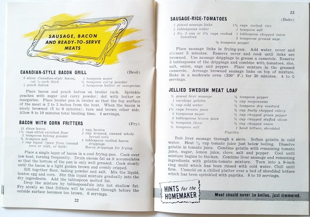 Vintage 1948-1949 The Homemakers Meat Recipe Book cookbook