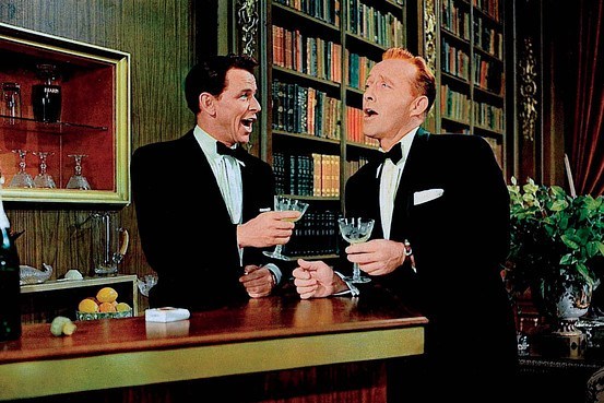 Bing Crosby & Frank Sinatra in the 1950s. 1950s Cocktail Party Fashion Ideas for Men