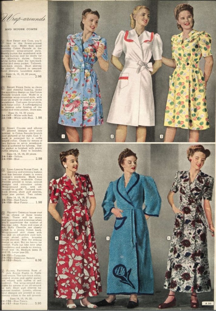 1940s Housecoats and wrap arounds for women 1945 womens fashion from Simpsons Vintage Catalog