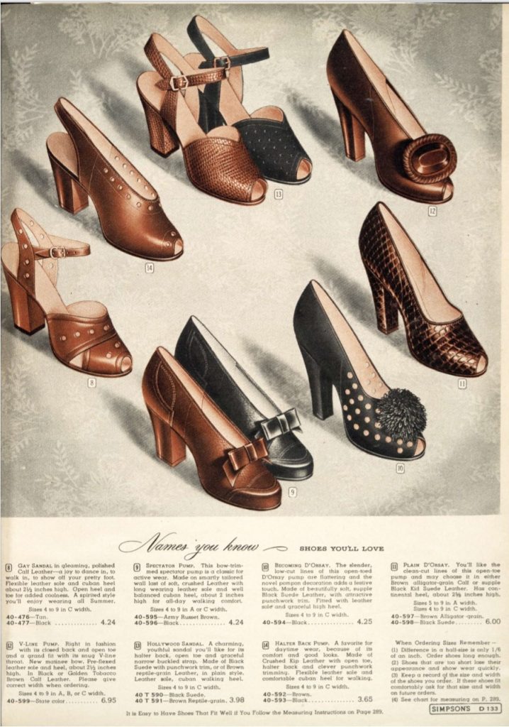 1940s womens shoes 1940s pumps and heels from 1945 Simpson Vintage Catalog