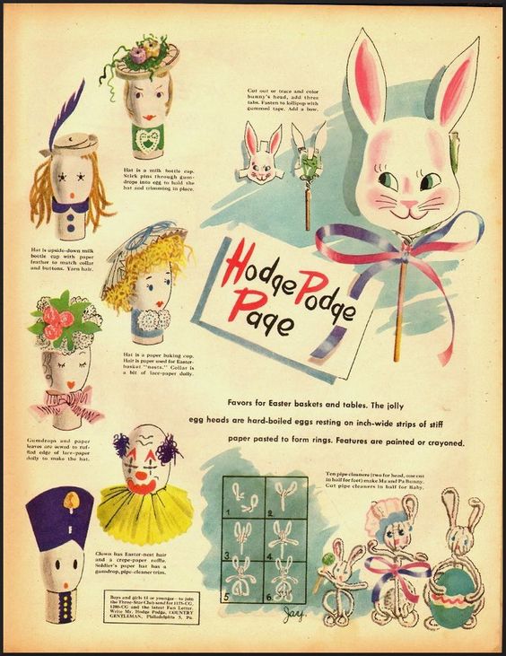 1950 Vintage magazine page for making Easter crafts Hodge Podge Page vintage easter