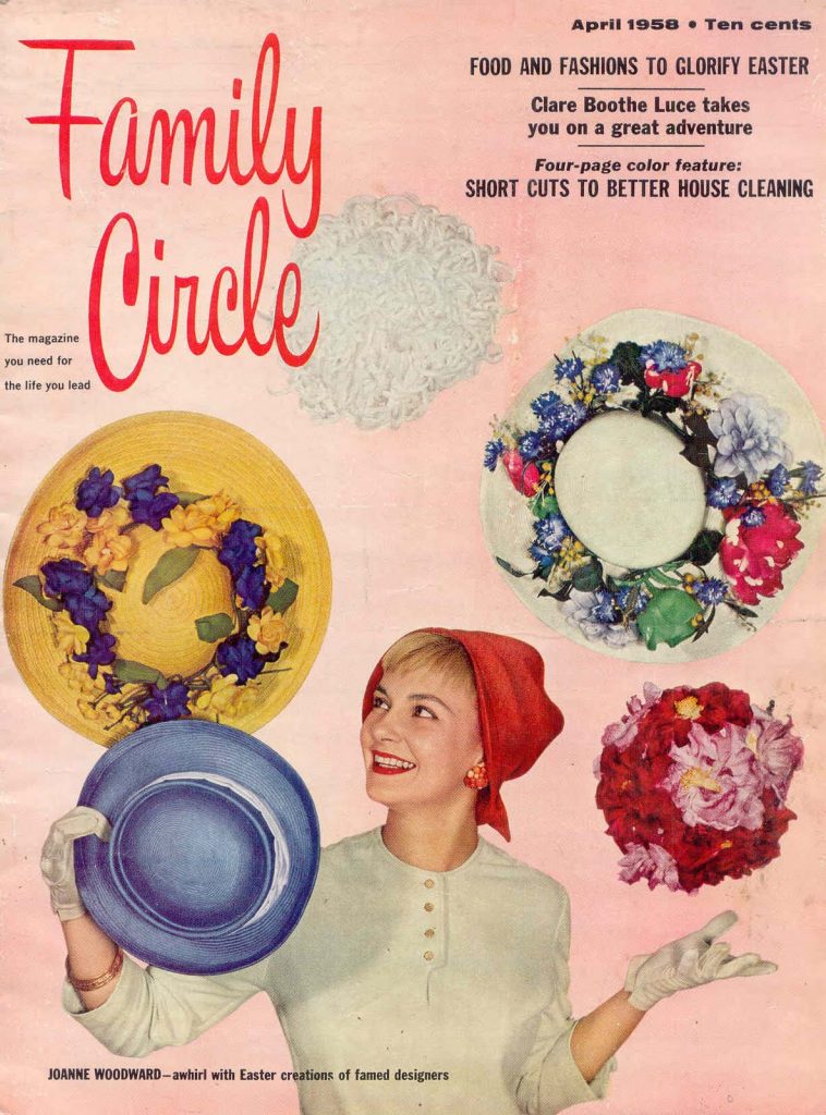 1950s Vintage Magazine Cover for an April 1958 Vintage Family Circle Magazine with Easter Hats on the Cover