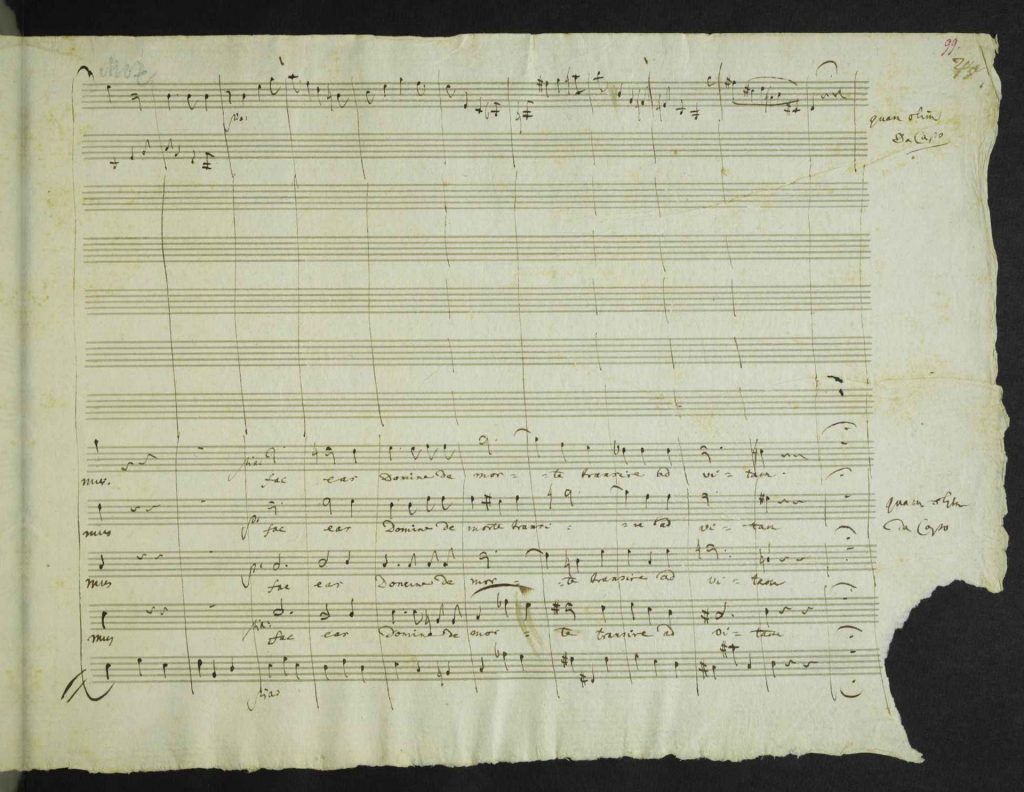 Mozarts manuscript of music with missing corner from brussels 1958 worlds fair