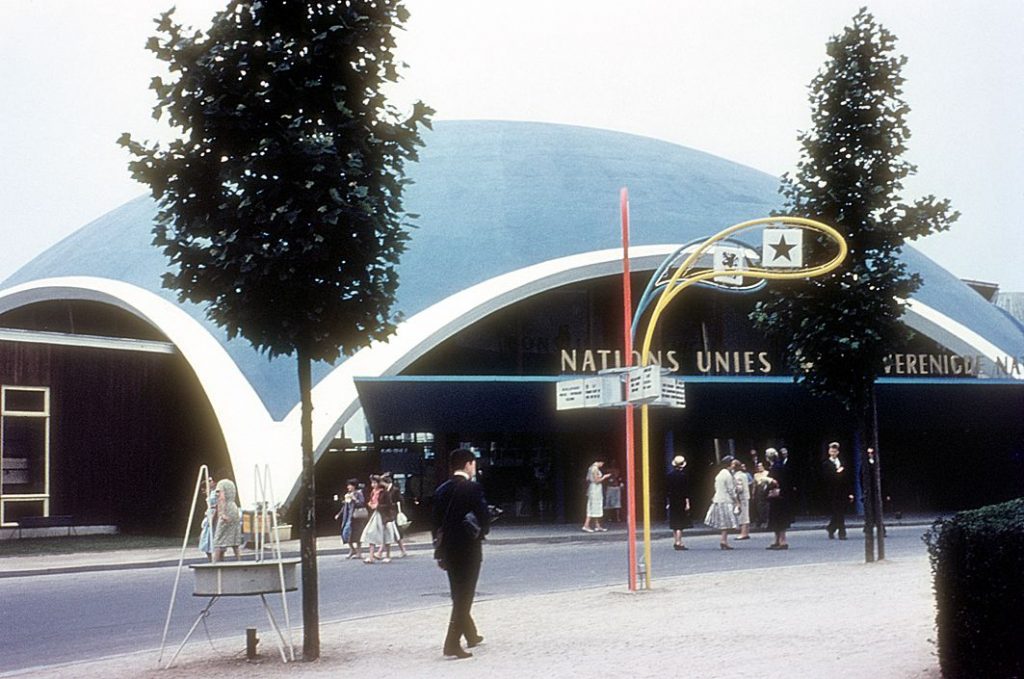 United Nations Pavilion at 1958 Worlds Fair in Brussels Vintage Photo