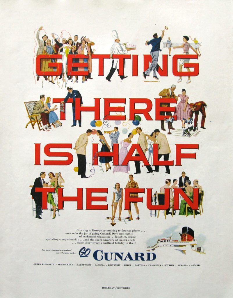 1953 Cunard Cruise Ad 1950s advertising