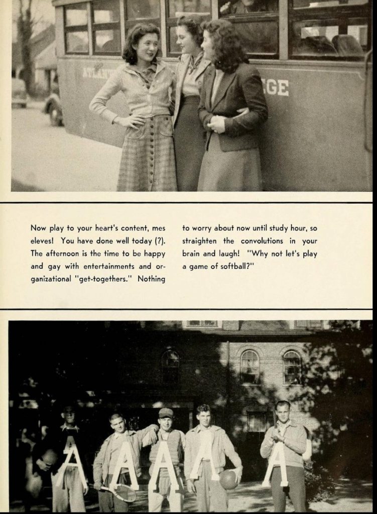 1940s Photo of Students in College in a 1941 Yearbook featuring 1940s Fashions in the vintage images. 