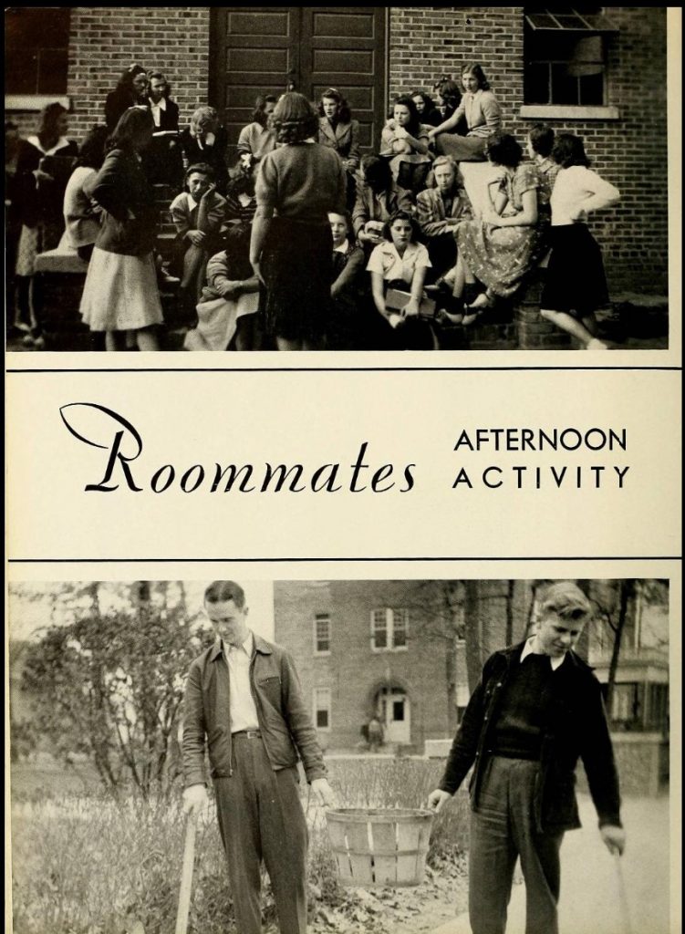 1940s Photo of Students in College in a 1941 Yearbook featuring 1940s Fashions in the vintage images. 