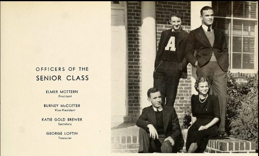 1940s Yearbook Photo of Senior Officers. 1940s fashion seen in a 1941 vintage yearbook