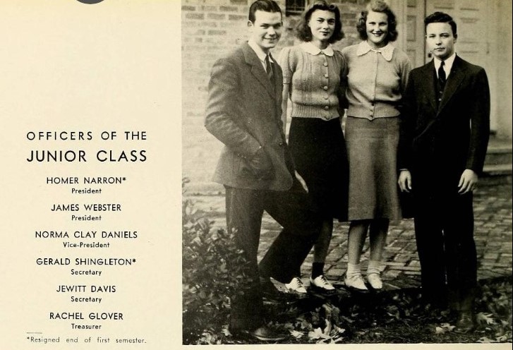 1940s Photo of students in college - The Junior Class officers as seen in a vintage 1941 yearbook photo. Super early 1940s fashions on display. 