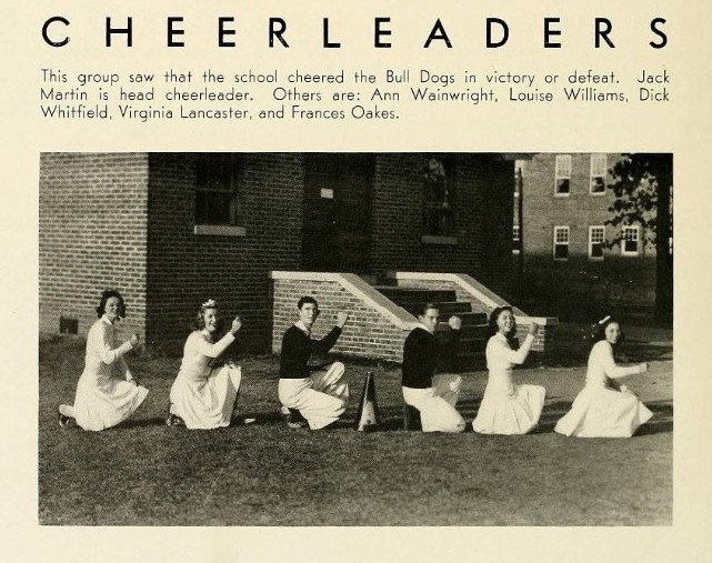 1941 College Cheerleaders from a 1940s yearbook photo 