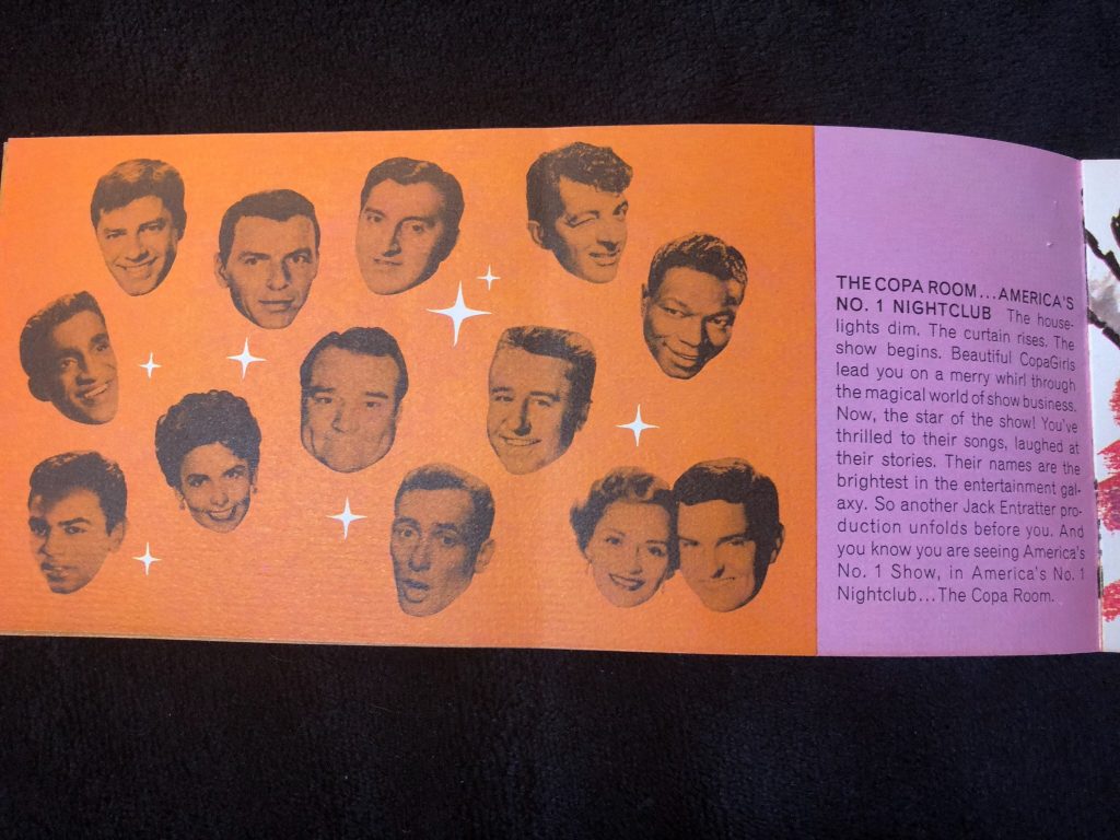 1960s The Sands Hotel and Casino Las Vegas Booklet/Brochure featuring images of the perfomers inside (like the Rat Pack)