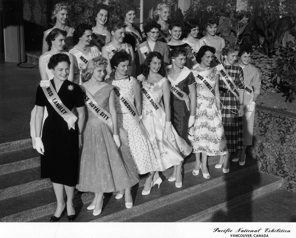 Miss P.N.E. Contest-1950s Beauty Pageant Contestantsin 1950s dresses.