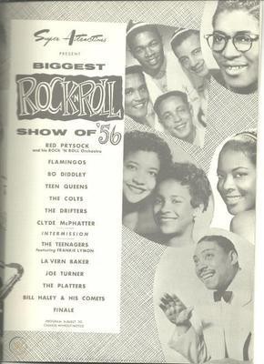 1956 Rock and roll show program of performers- 1950s music.