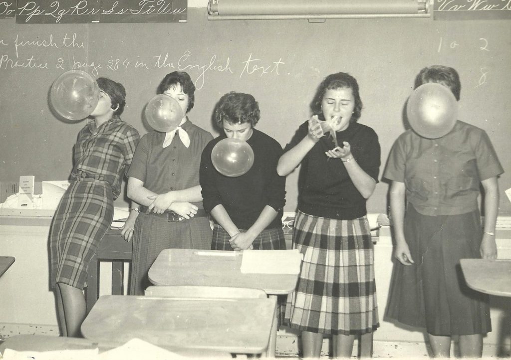 Bobby Soxers and Bubble Gum Blowing Contest Girls  1950s photo