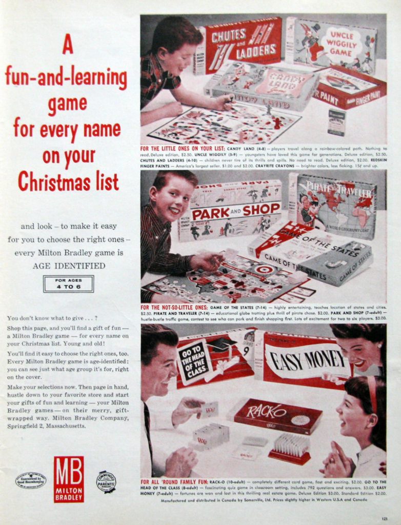 1959 Milton Bradley Board Games Ad 1950s party Games