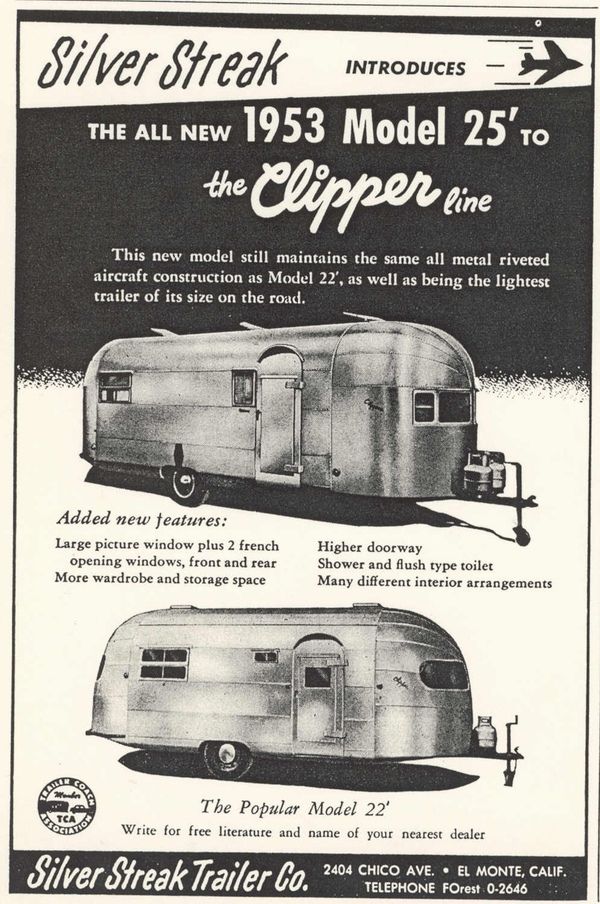 1950s Vintage Ad: Silver streak trailer. 1953 vintage rv advertising