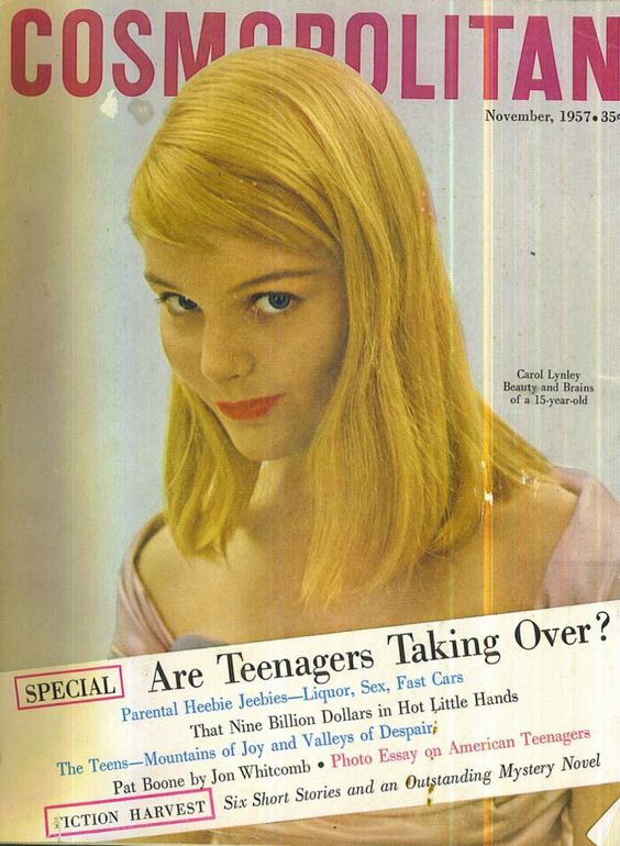 Cosmopolitan magazine, NOVEMBER 1957 Carol Lynley on cover. -1950s Vintage Magazine Cover