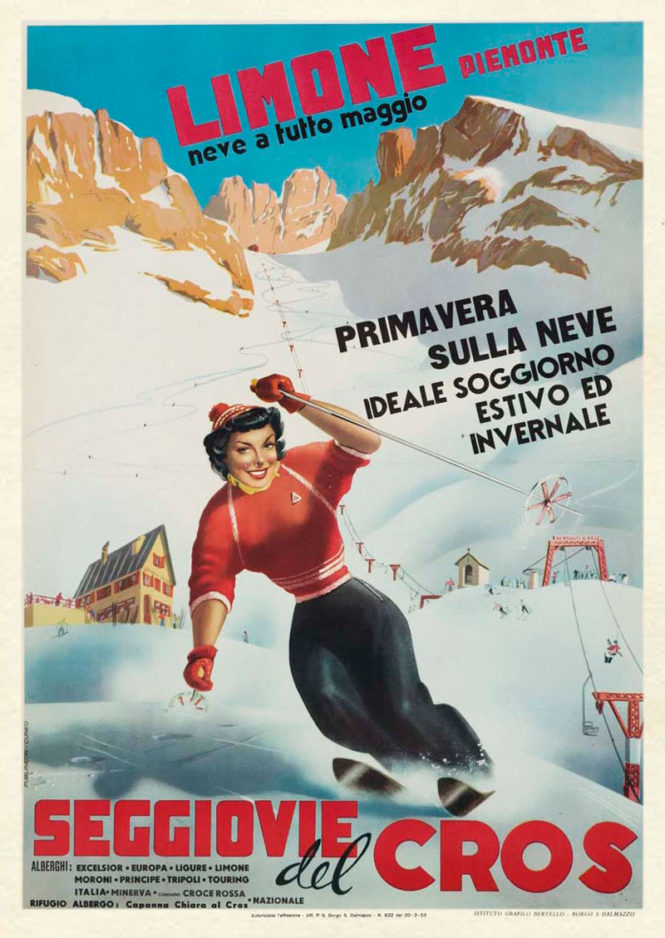 1940s Vintage Ski Poster-Ski in Italy