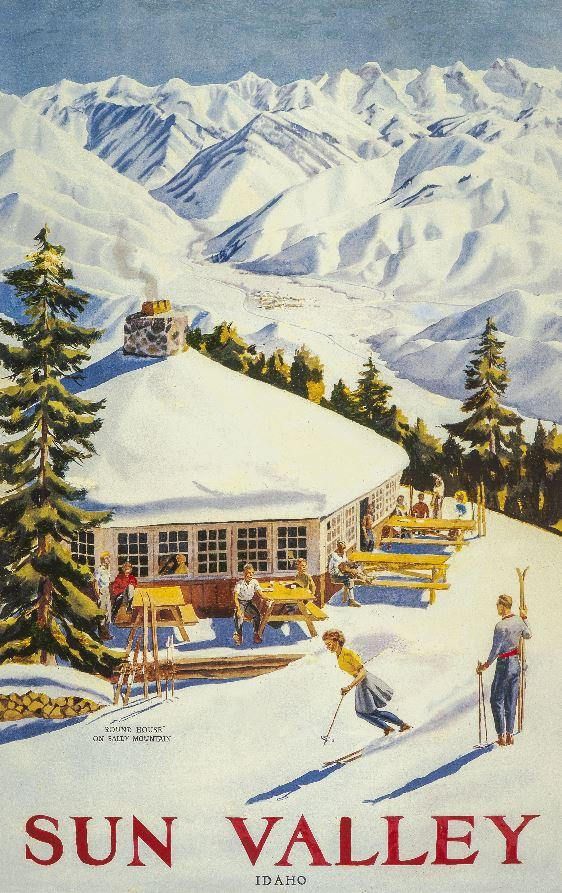 1948 SUN VALLEY - Baldy Mountain - Vintage Ski Poster