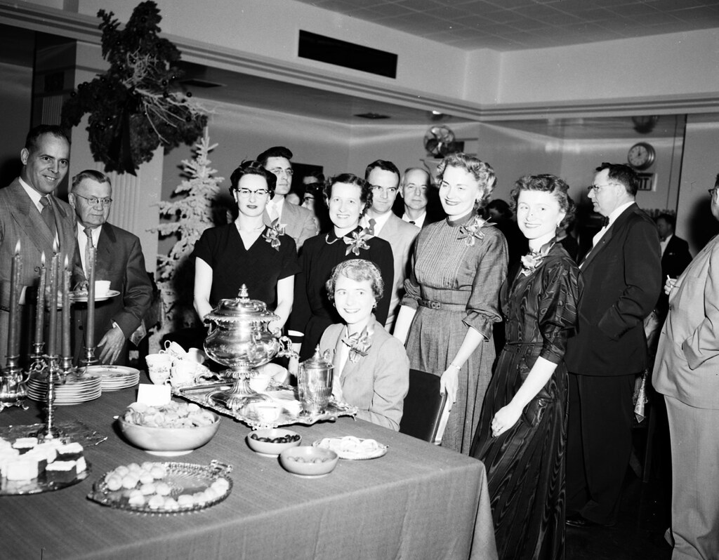 1950s vintage photo of a 1950s Christmas Party -City Light Christmas party, 1954