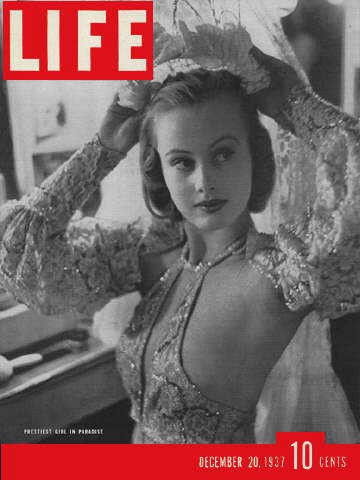 1930s Vintage Magazine Cover: Life Magazine, December 20, 1937 - Hope Chandler, " The Prettiest Girl in Paradise". 