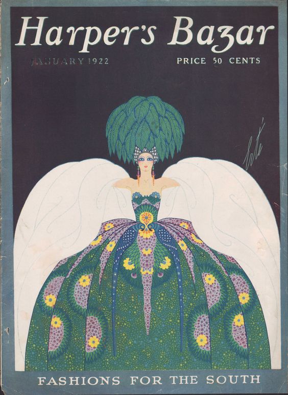 1920s vintage magazine cover: Harper's Bazar (Harper's Bazaar) - January, 1922