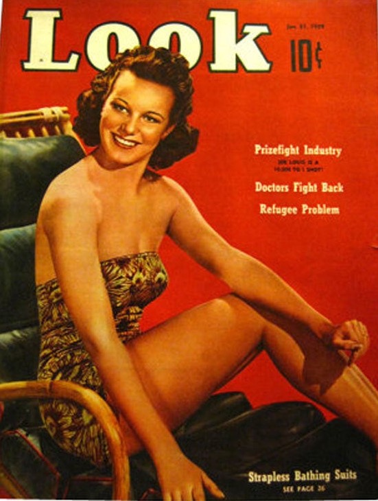 1930s Vintage Magazine Cover: Look Magazine January 1939 featuring a woman in a swimsuit on the cover. 